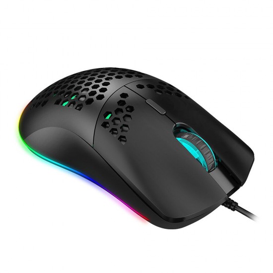 J900 Wired Gaming Mouse Honeycomb Hollow RGB Game Mouse with Six Adjustable DPI Ergonomic Design for Desktop Computer Laptop PC