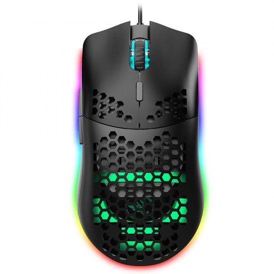 J900 Wired Gaming Mouse Honeycomb Hollow RGB Game Mouse with Six Adjustable DPI Ergonomic Design for Desktop Computer Laptop PC