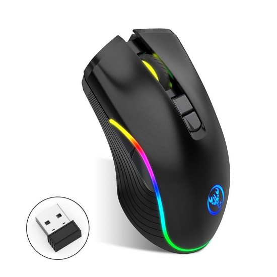 T26 2.4GHz Wireless Rechargeable Mouse 2400DPI Optical Office Business RGB Gaming Mouse with USB Receiver for Computer Laptop PC