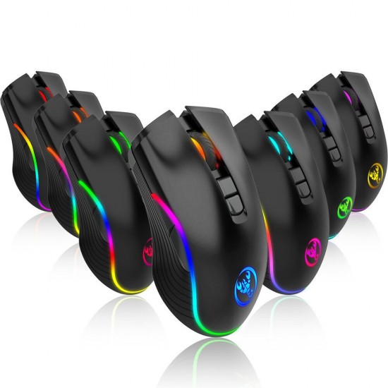 T26 2.4GHz Wireless Rechargeable Mouse 2400DPI Optical Office Business RGB Gaming Mouse with USB Receiver for Computer Laptop PC