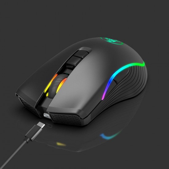 T26 2.4GHz Wireless Rechargeable Mouse 2400DPI Optical Office Business RGB Gaming Mouse with USB Receiver for Computer Laptop PC