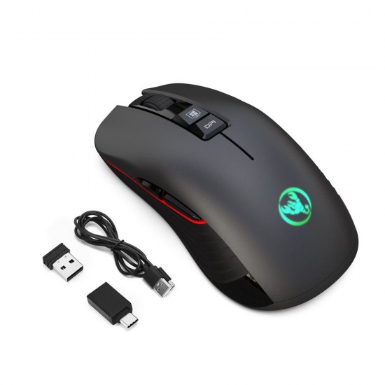 T30 2.4GHz Wireless Rechargeable Mouse 3600DPI Optical Office Business RGB Gaming Mouse with USB Receiver for Computer Laptop PC