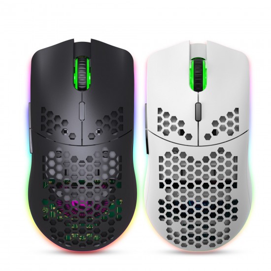 T66 Wireless Mouse 2.4Ghz Wireless Honeycomb Lightweight Design RGB Lighting Mouse Rechargeable Laptop Desktop Mouse For Home Office