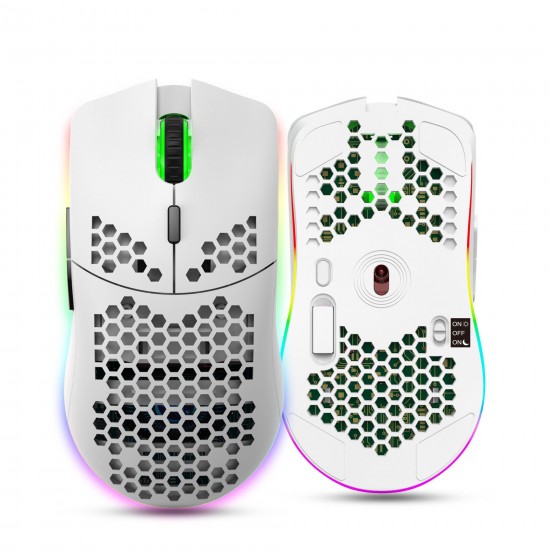 T66 Wireless Mouse 2.4Ghz Wireless Honeycomb Lightweight Design RGB Lighting Mouse Rechargeable Laptop Desktop Mouse For Home Office