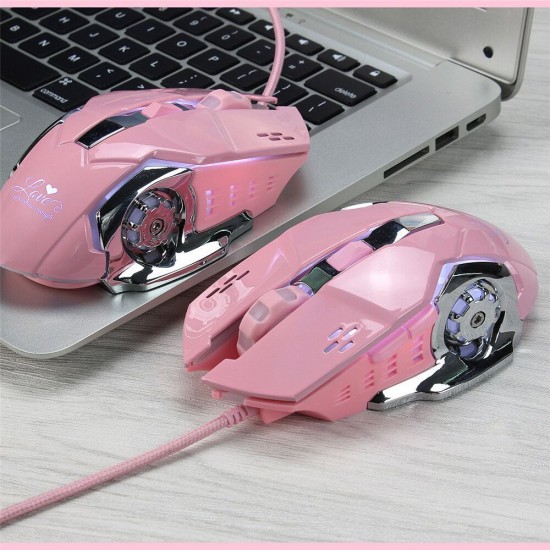 X500 Wired USB 3200 DPI Optical Gaming Mouse 6 Programmable Buttons Computer Game Mice 4 Adjustable DPI LED Lights