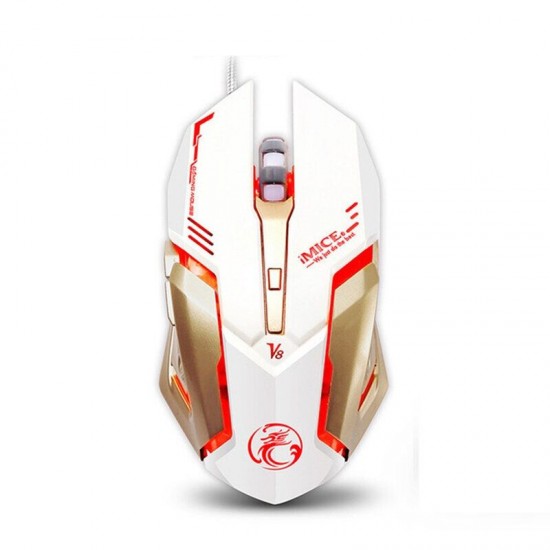 V8 USB Wired RGB Gaming Mouse 4000DPI Macro Programming 6D Optical Mechannical Computer Gamer Mouse for Laptop PC Computer