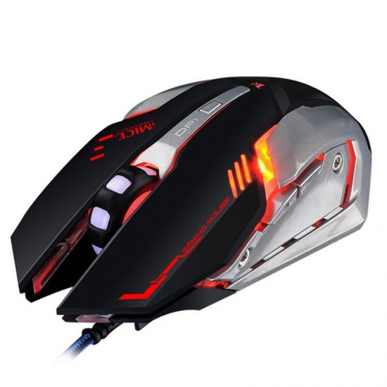 V8 USB Wired RGB Gaming Mouse 4000DPI Macro Programming 6D Optical Mechannical Computer Gamer Mouse for Laptop PC Computer