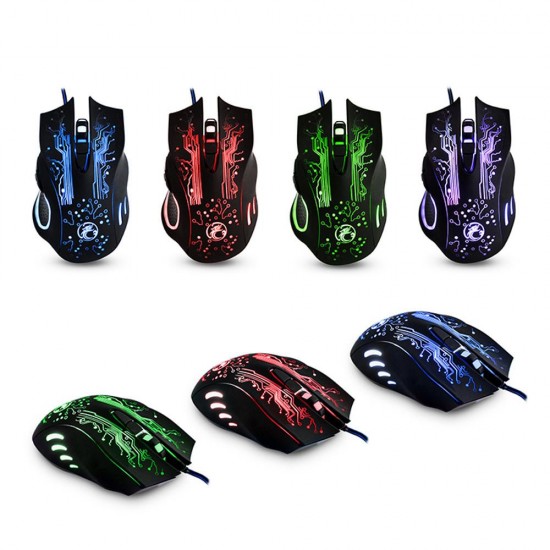 X9 2400DPI Adjustable Colorful LED 6 Buttons USB Wired Optical Gaming Mouse for PC Laptop