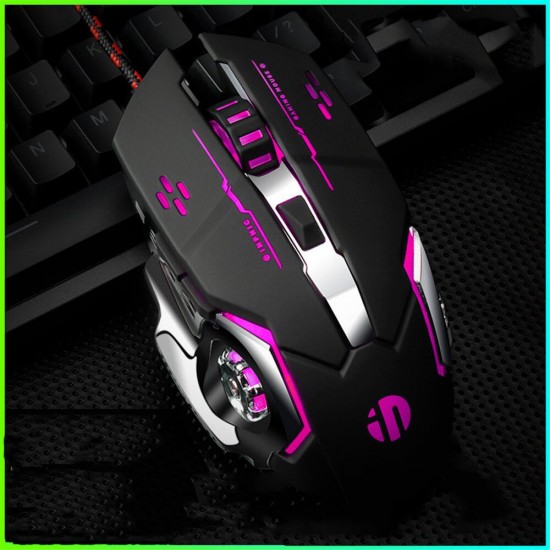 PW2 Wired Gaming Mouse 4000DPI 6 Buttons USB Wired Mouse Mute Buttons with 6 Colors LED Backlight The King Nebula Design Gaming Mouse