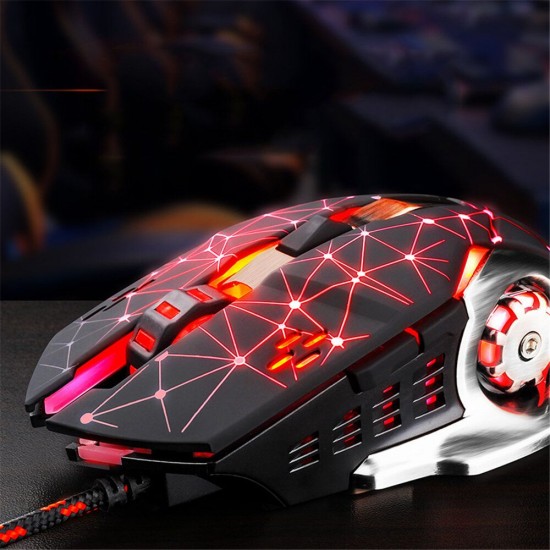 PW2 Wired Gaming Mouse 4000DPI 6 Buttons USB Wired Mouse Mute Buttons with 6 Colors LED Backlight The King Nebula Design Gaming Mouse PW2 Wired Gaming Mouse 4000DPI 6 Buttons USB Wired Mouse Mute Buttons with 6 Colors LED Backlight The King Nebula Design Gaming Mouse