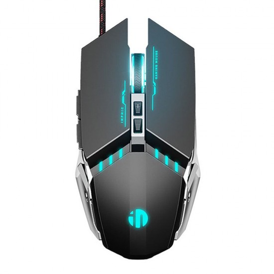 PW2 Wired Gaming Mouse Silent Click USB Optical Mouse PC Gaming Mouse 4800DPI Ergonomic Mice RGB Breathing LED