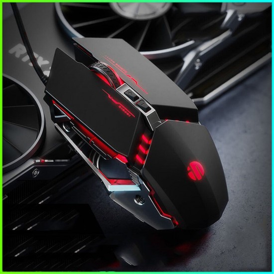 PW2 Wired Gaming Mouse Silent Click USB Optical Mouse PC Gaming Mouse 4800DPI Ergonomic Mice RGB Breathing LED