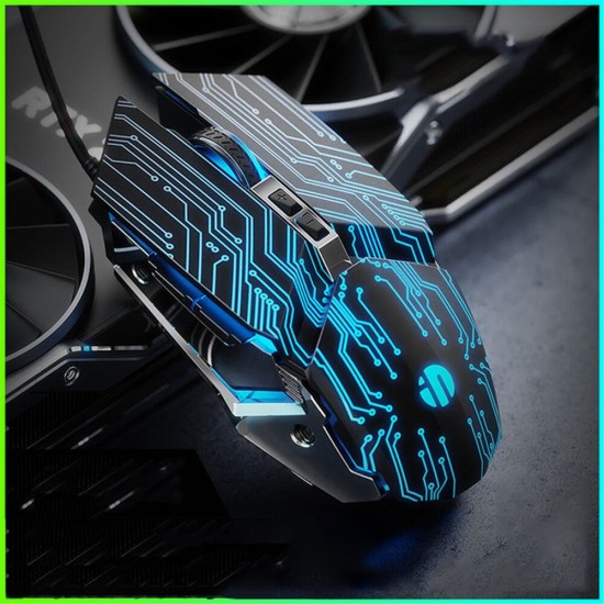 PW2 Wired Gaming Mouse Silent Click USB Optical Mouse PC Gaming Mouse 4800DPI Ergonomic Mice RGB Breathing LED