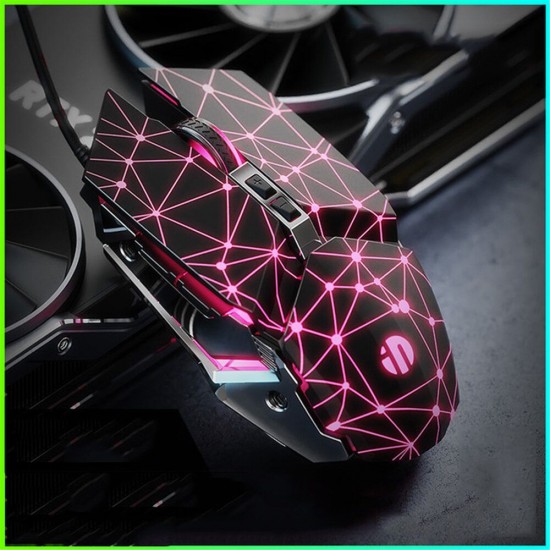 PW2 Wired Gaming Mouse Silent Click USB Optical Mouse PC Gaming Mouse 4800DPI Ergonomic Mice RGB Breathing LED