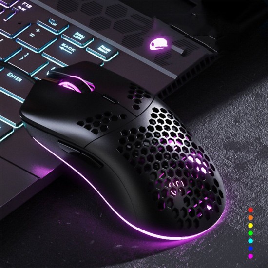 W10 Wired Lightweight Hollowed Mouse Gaming E-sport Mouse Luminous RGB for Pro Gamers and Office