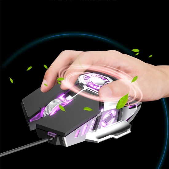 J700 Wired Cooling Fan Mouse Macro Programming 6400DPI 6 Buttons Ergonomic RGB Backlight Optical Gaming Mice for Computer Laptop PC Gamer J700 Wired Cooling Fan Mouse Macro Programming 6400DPI 6 Buttons Ergonomic RGB Backlight Optical Gaming Mice for Computer Laptop PC Gamer