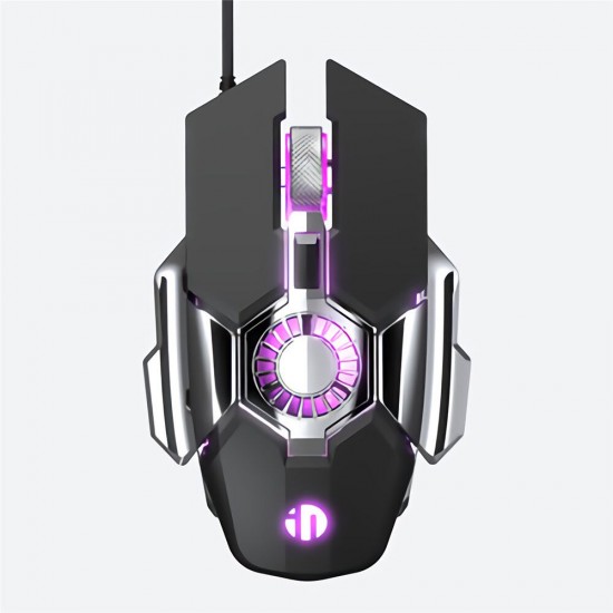 J700 Wired Cooling Fan Mouse Macro Programming 6400DPI 6 Buttons Ergonomic RGB Backlight Optical Gaming Mice for Computer Laptop PC Gamer