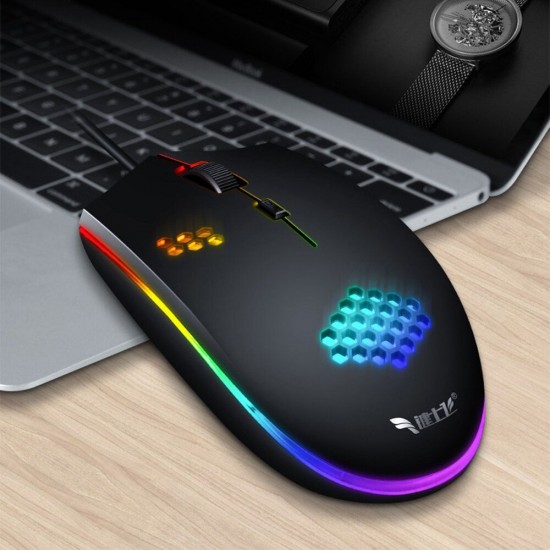 M55 Wired Gaming Mouse RGB Colorful 2400DPI Gaming Mouse USB Wired Gamer Mice for Desktop Computer Laptop PC