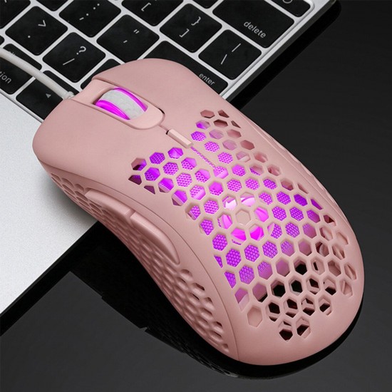 V18 Wired Game Mouse Breathing Colorful Hollow Honeycomb 3200DPI Gaming Mouse USB Wired Gamer Mice for Computer Laptop PC