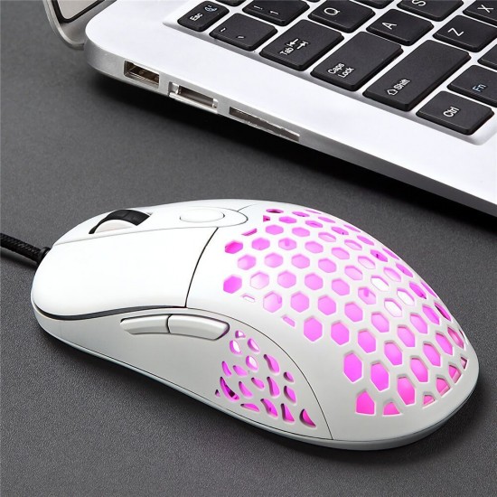 Wired Gaming Mouse Honeycomb Hollow 1600DPI 6 Buttons USBRGB Backlight Mouse