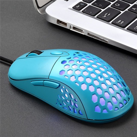 Wired Gaming Mouse Honeycomb Hollow 1600DPI 6 Buttons USBRGB Backlight Mouse