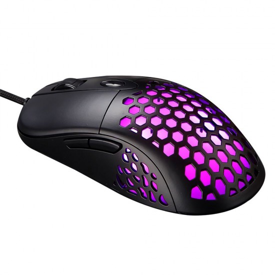 Wired Gaming Mouse Honeycomb Hollow 1600DPI 6 Buttons USBRGB Backlight Mouse