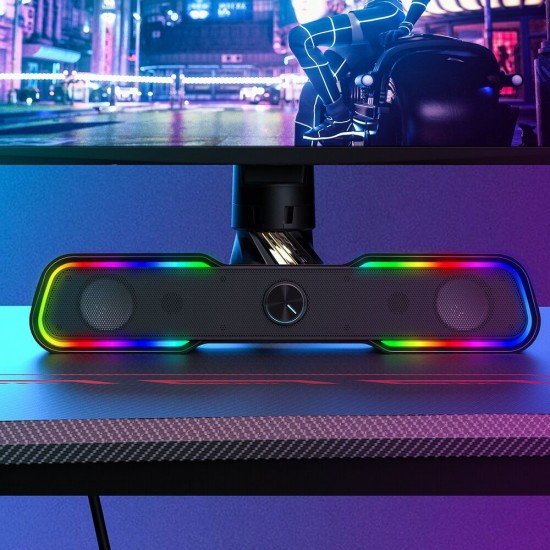 BW-GS1 Computer Game Speaker with 2.0 Channel System bluetooth RGB Light Stylish Design Touch Control and USB & 3.5mm Audio Plug BW-GS1 Computer Game Speaker with 2.0 Channel System bluetooth RGB Light Stylish Design Touch Control and USB & 3.5mm Audio Plug