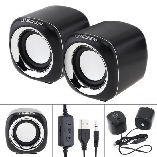 A1 3.5mm Mini Speakers Portable Dual Audio Multimedia Speakers for Desktop Computer Laptop PC Notebook Tablet FM Radio Smart Phones with Diaphragm