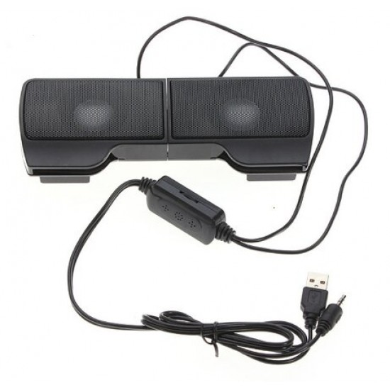 USB Wired 3.5mm Audio Interfaced Portable Clipon Stereo Speaker for Laptop PC Phone Music Player