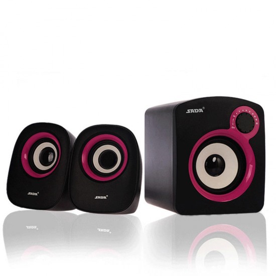 D-200B 3 Pcs/set Mini Desktop Speakers USB Wired 3.5mm Audio Interface Speakers with Subwoofer 2.1