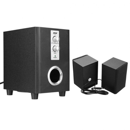 D-200T Home Laptop Audio Multimedia Mini Speaker USB AUX Audio 2.1 Subwoofer bluetooth5.0 Wired 3.5mm WoodBlack