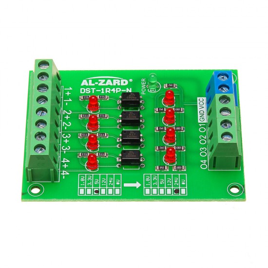 5V To 24V 4 Channel Optocoupler Isolation Board Isolated Module PLC Signal Level Voltage Converter Board 4Bit