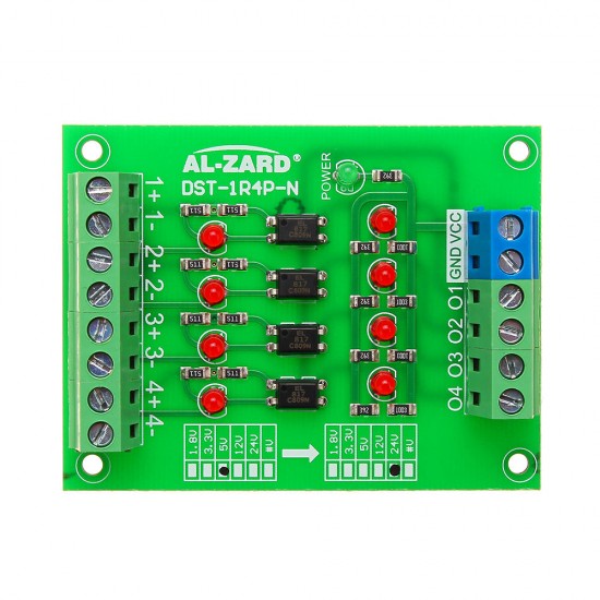 5V To 24V 4 Channel Optocoupler Isolation Board Isolated Module PLC Signal Level Voltage Converter Board 4Bit 5V To 24V 4 Channel Optocoupler Isolation Board Isolated Module PLC Signal Level Voltage Converter Board 4Bit