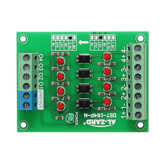 5pcs 12V To 3.3V 4 Channel Optocoupler Isolation Board Isolated Module PLC Signal Level Voltage Converter Board 4Bit