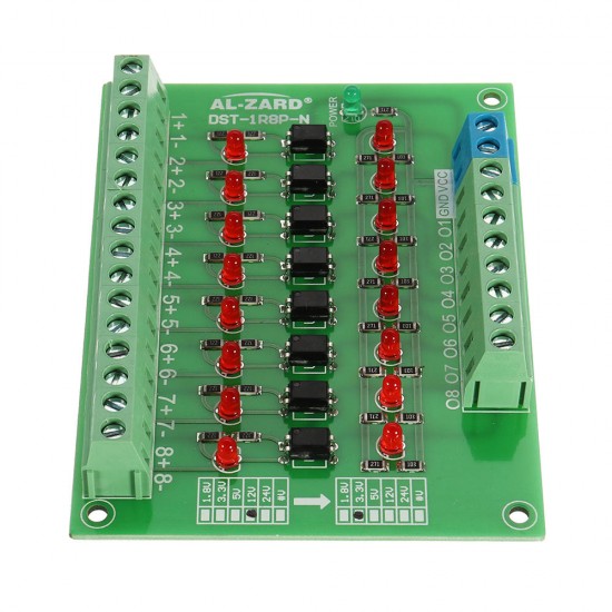 8 Channel 12V To 3.3V Optocoupler Isolation Module PLC Signal Level Voltage Conversion Board NPN Output DST-1R8P-N