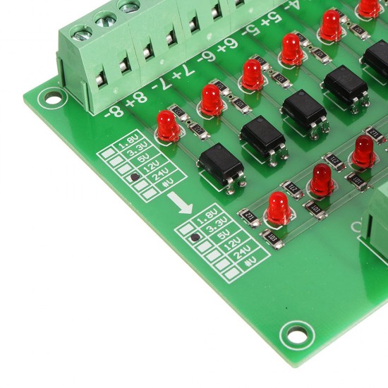 8 Channel 12V To 3.3V Optocoupler Isolation Module PLC Signal Level Voltage Conversion Board NPN Output DST-1R8P-N 8 Channel 12V To 3.3V Optocoupler Isolation Module PLC Signal Level Voltage Conversion Board NPN Output DST-1R8P-N