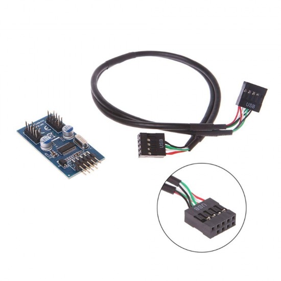 PC Case Internal 9 Pin USB 2.0 to Dual 9 Pin PCB Converter Double Chipset Enhanced Cable PC Case Internal 9 Pin USB 2.0 to Dual 9 Pin PCB Converter Double Chipset Enhanced Cable