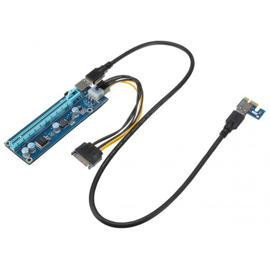 USB 3.0 PCI-E Express 1x To 16x Extender Riser Card Adapter Power Cable Mining