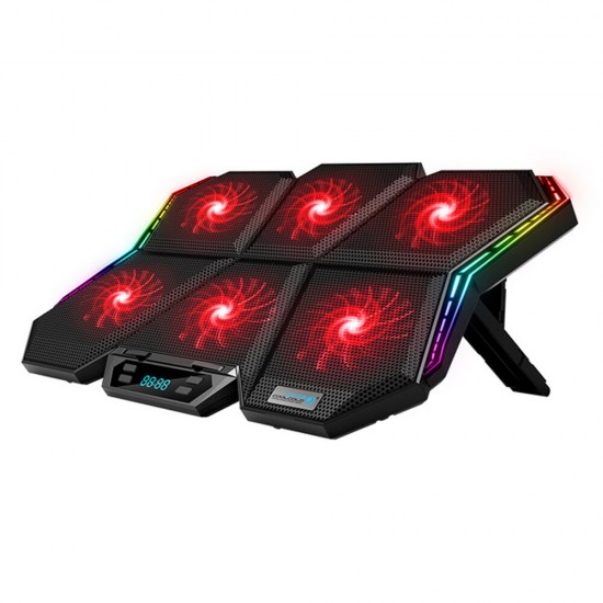 Laptop Cooling Pads Gaming RGB Laptop Cooler For 12-17 inch Led Screen Notebook Cooler Stand with Six Fan and 2 USB Ports