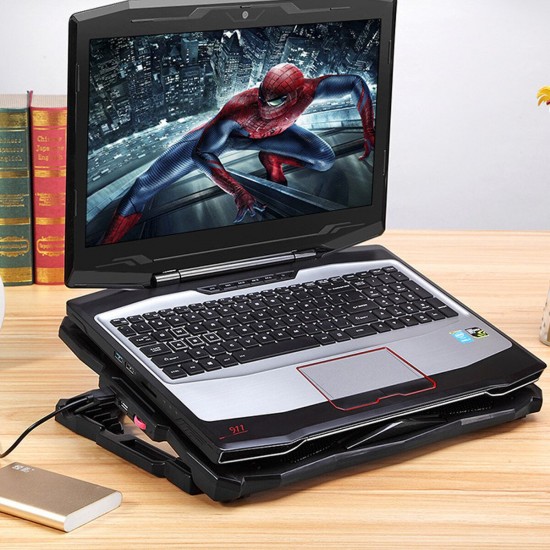 Foldable Laptop Cooling Pad Radiator Laptop Stand 1100Rpm 4 Fans USB Lifting Cooling Bracket for 17'' Notebook