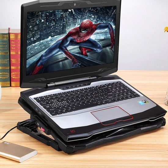 Foldable Laptop Cooling Pad Radiator Laptop Stand 1100Rpm 4 Fans USB Lifting Cooling Bracket for 17'' Notebook Foldable Laptop Cooling Pad Radiator Laptop Stand 1100Rpm 4 Fans USB Lifting Cooling Bracket for 17'' Notebook