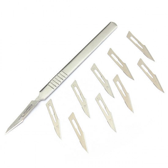 10pcs #11 Carbon Steel Surgical Scalpel Blades + 1pc #3 Handle 10pcs #11 Carbon Steel Surgical Scalpel Blades + 1pc #3 Handle