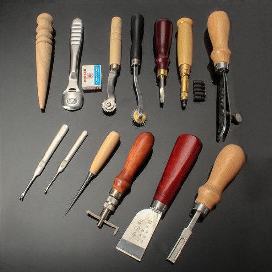 13Pcs Leather Craft Hand Awl Skiving Groover Sewing DIY Tool Kit 13Pcs Leather Craft Hand Awl Skiving Groover Sewing DIY Tool Kit