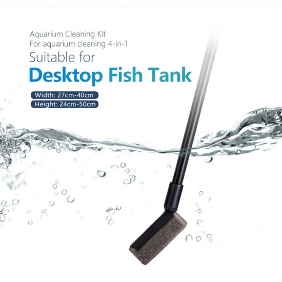 4 in1 Aquarium Cleaning Kit Tool Fish Tank Algae Vacuum Gravel Cleaner Brush Set