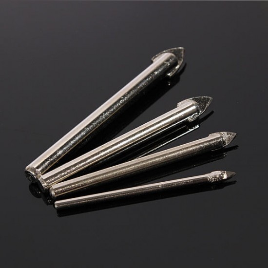 4pcs Mirror Ceramic Tile Glass Drill Bits Set Spear Head 4/6/8/10mm 4pcs Mirror Ceramic Tile Glass Drill Bits Set Spear Head 4/6/8/10mm