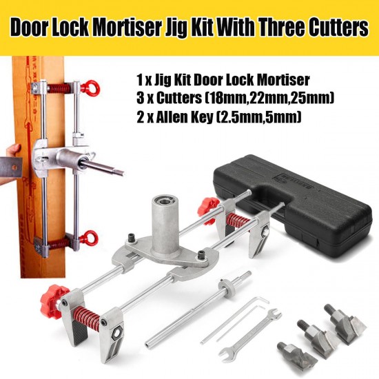 5 Minutes Door Lock Mortiser Jig Kit With Three Cutters