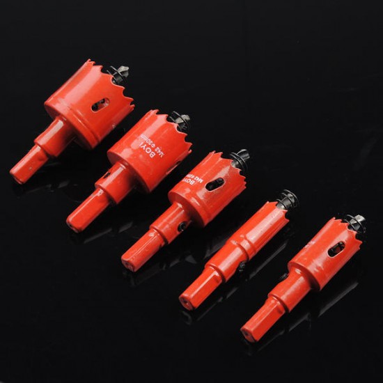 5Pcs 15-35mm High-speed Steel Tip Drill Bit Metal Wood Alloy Cutter Hole Saw