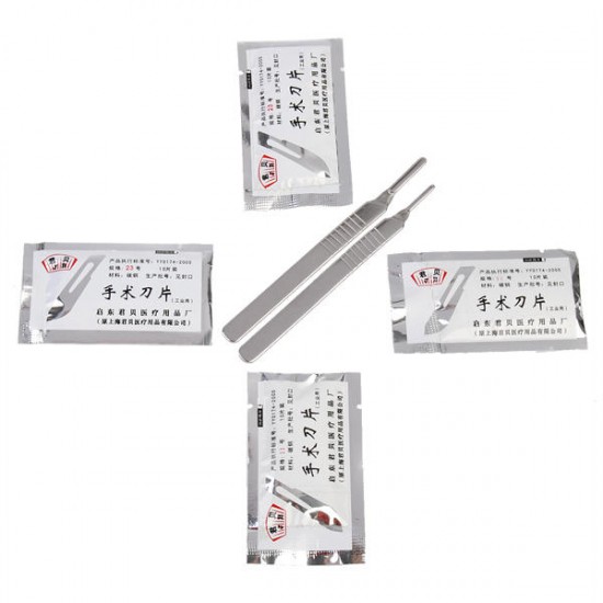 40pcs Carbon Steel Surgical Scalpel Blade with 2pcs Handle 40pcs Carbon Steel Surgical Scalpel Blade with 2pcs Handle