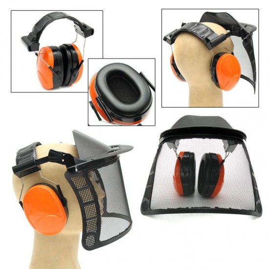 Safety Helmet Hat for Chain Saw Brush Cutter Full Face Protector Mask