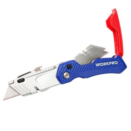 W011017N Folding Utility Kni-fe Safety Box Cutter with 13pcs Blades Included Multi Tools